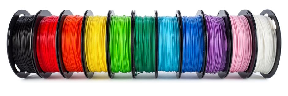Various 3D printing materials including filaments and resins